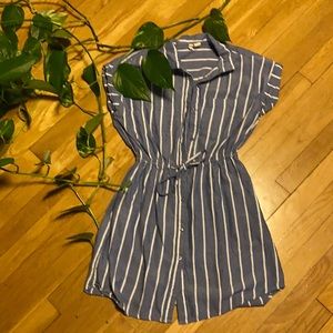 Striped Chambray/Denim-look Dress